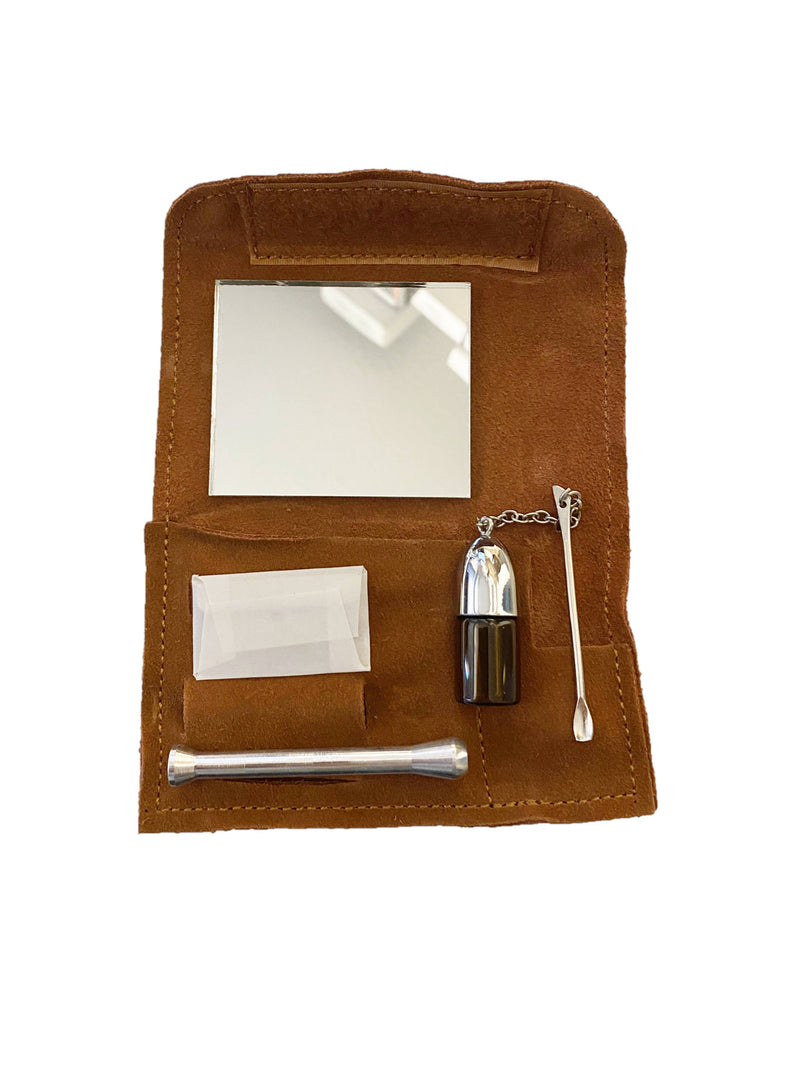 Charlie's Sniffer Set Snuff Kit Wallet with Bottle, Mirror, Spoon, Snuff Tube and Scrapper